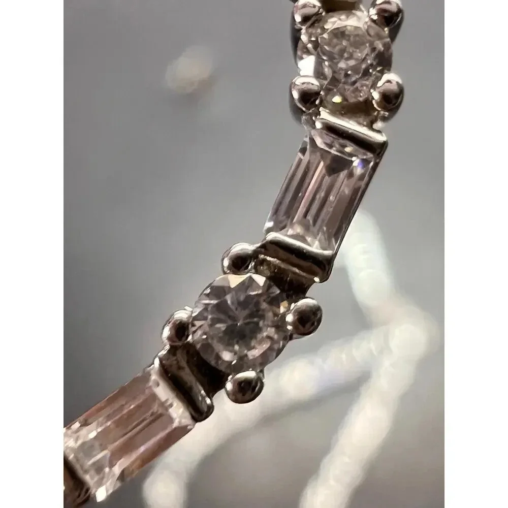 Open teardrop CZ sterling silver dangle earrings